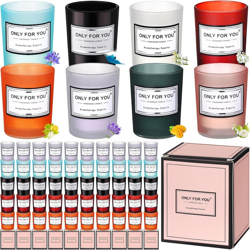 MTLEE 48 Pcs Scented Candles Bulk Thank You Gift Candles Set for Women Aromatherapy Soy Wax Jar Home Long Lasting for Employees Wedding Mother's Day Teacher Birthday Gift(Multicolor)