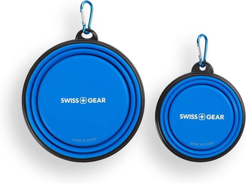 SwissGear 3335 2Pack Collapsible Dog Bowls for Travel with Can Lid Set  Blue - Image 2