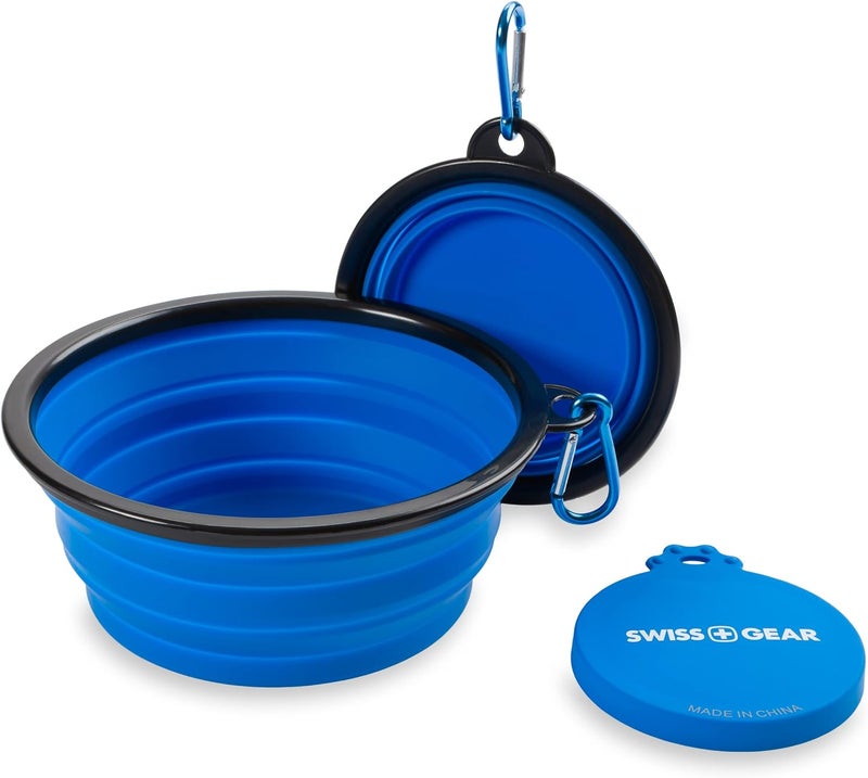 SwissGear 3335 2Pack Collapsible Dog Bowls for Travel with Can Lid Set  Blue - Image 1