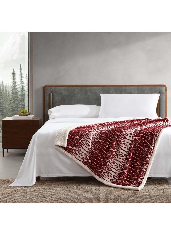 Ultra Plush Collection Throw Blanket Reversible Sherpa Fleece Cover Soft And Cozy Perfect For Bed Or Couch San Juan Red Clay