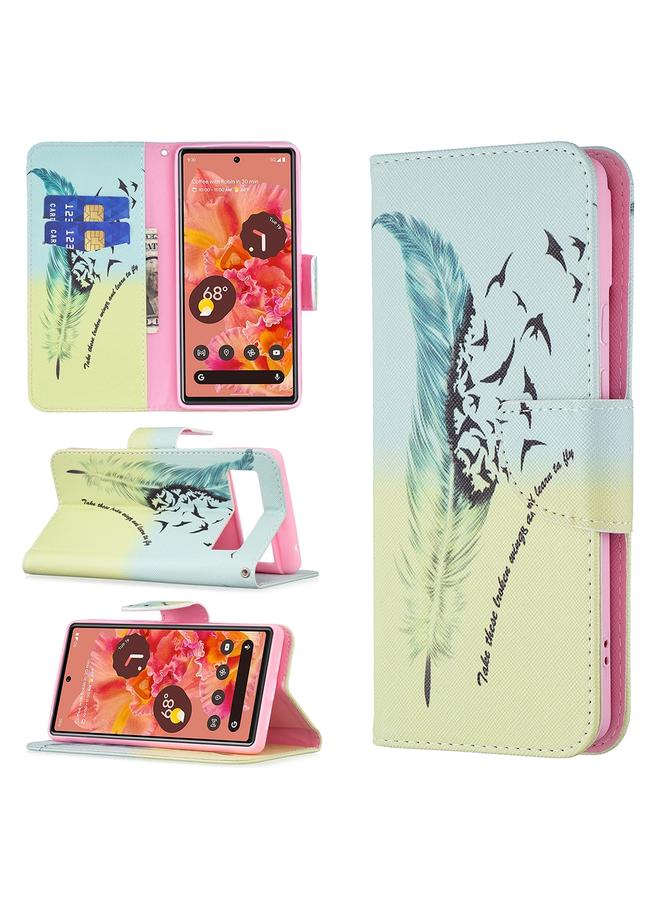 اس-توب جراب لهاتف Google Pixel 6 بنمط رسم ملون، جراب جلدي قابل للطي أفقيًا مع حامل وفتحات للبطاقات ومحفظة - Image 1