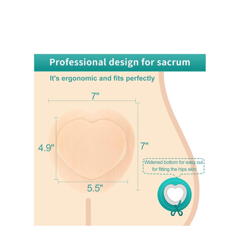 Zikra Ag Silver Sacrum Foam Wound Dressing Bandages Silicone Adhesive Border 7"x7" Waterproof Sacral Pads Absorbent Breathable Bed Sore Pressure Dressing - Image 2