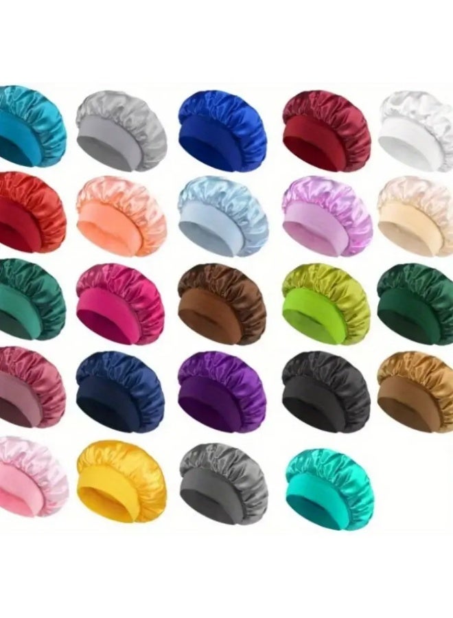 LANGMANNI 5pcs Solid Color Wide Edge Elastic Adult Sleep Caps for Men and Women - Stylish Hair Care Beauty Bath Towels, Color Dye, Fashionable and Comfortable Design, Hair Care Accessory | Stylish Sleepwear | Comfortable Fit - Image 5