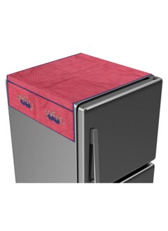 Kuber Industries Kuber Industries Fridge Top Cover|Refrigerator Cover for Kitchen|Fridge Top Cover with Pockets and Handle|Non-Woven Strawberry Dot Print (Red)  - Image 1