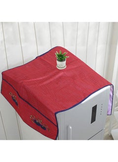 Kuber Industries Kuber Industries Fridge Top Cover|Refrigerator Cover for Kitchen|Fridge Top Cover with Pockets and Handle|Non-Woven Strawberry Dot Print (Red)  - Image 3