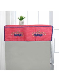 Kuber Industries Kuber Industries Fridge Top Cover|Refrigerator Cover for Kitchen|Fridge Top Cover with Pockets and Handle|Non-Woven Strawberry Dot Print (Red)  - Image 4