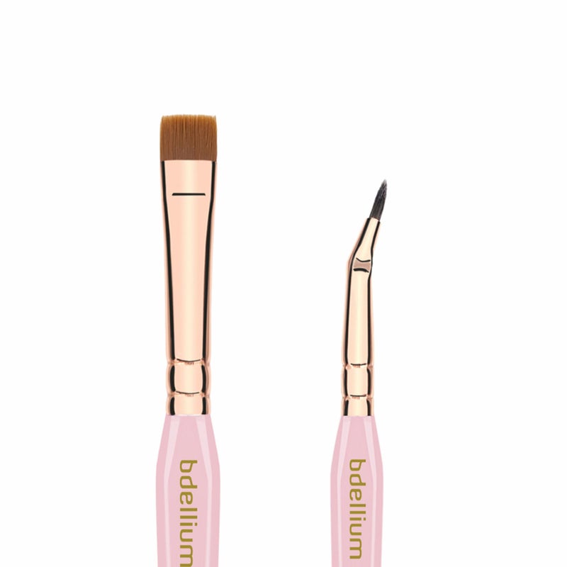 Bdellium Tools Pink Golden Triangle Eyes Makeup Brush Set - Versatile Eye Essential Brush Kit with Soft Synthetic Bristles and Rose Gold Brass Ferrule for a Range of Eye Styles (Pink, 5 pcs) - Image 5