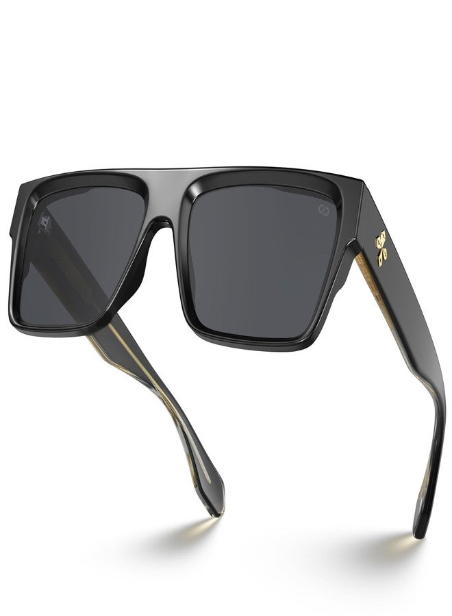 VISOONE Oversized Square Flat Top Sunglasses Women Men Retro Trendy Fashion Accessories UV400 Protection Shades Alba - Image 1