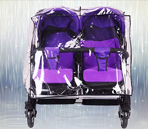 IBLUELOVER Twin Rain Cover for Double Stroller Universal Waterproof Side by Side Baby Stroller Rain Cover Pram Protection Raincoat Outdoor Clear PVC Pushchair Weather Shield Protector for Dust Snow  - Image 4