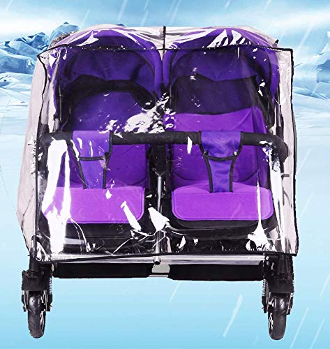 IBLUELOVER Twin Rain Cover for Double Stroller Universal Waterproof Side by Side Baby Stroller Rain Cover Pram Protection Raincoat Outdoor Clear PVC Pushchair Weather Shield Protector for Dust Snow  - Image 5