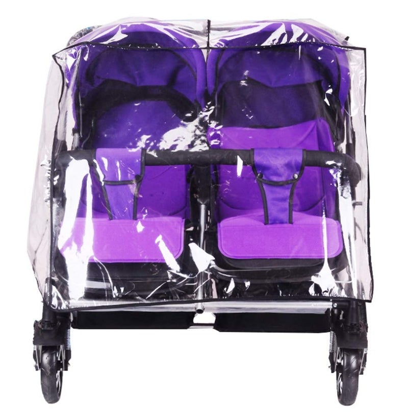 IBLUELOVER Twin Rain Cover for Double Stroller Universal Waterproof Side by Side Baby Stroller Rain Cover Pram Protection Raincoat Outdoor Clear PVC Pushchair Weather Shield Protector for Dust Snow  - Image 1