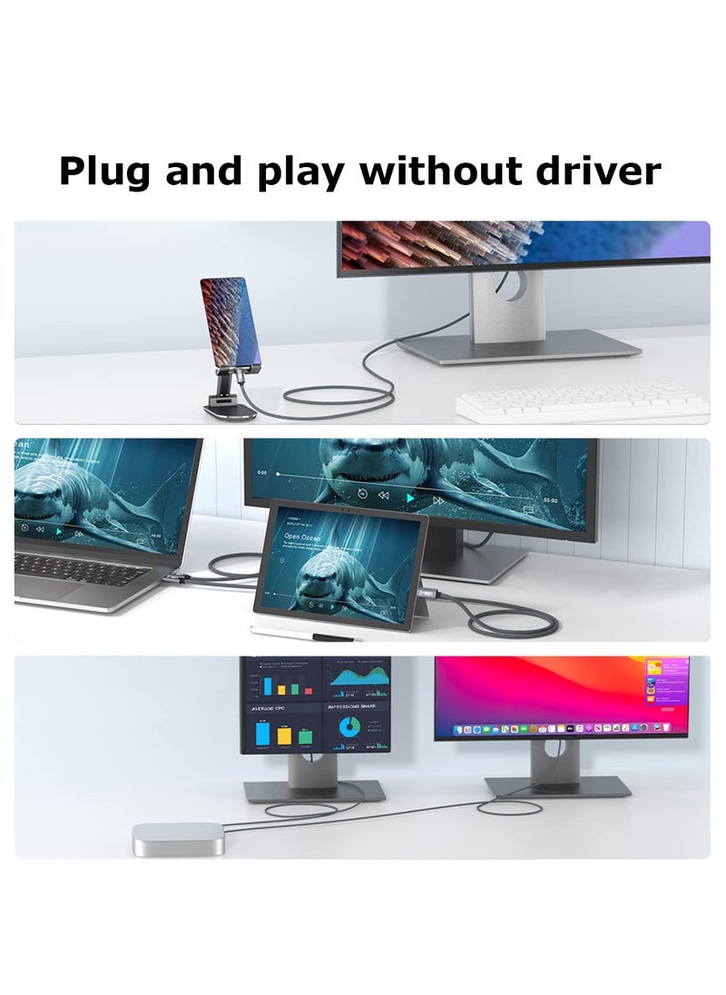 Excefore USB C to DisplayPort, 8K 60Hz Non-Bidirectional Type C to DP Cable 6.6FT/2M(4K 60Hz 144Hz 120Hz) 32.4Gbps, C to DP Cord for MacBook Pro, MacBook Air/iPad Pro 2020, XPS  - Image 3
