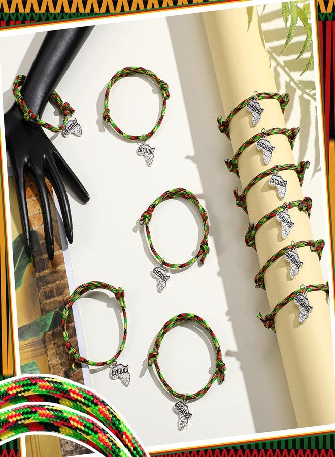 Liliful 30 Sets Kwanzaa Gifts Bulk Africa Bracelets with Black History Honoring Card Adjustable Patriotic Woven Bracelets for African Afro Heritage Holiday Kwanzaa Traditional African Party Favors - Image 4