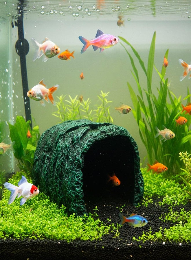 Cididu Reptile Hide Rock Cave, Resin Habitat Hidden for Terrarium and Aquarium Decor, Green Hideout Hide Cave Fit for Bearded Dragons, Lizards, Snakes, Geckos, Tortoises, Small Animals, Amphibians - Image 5