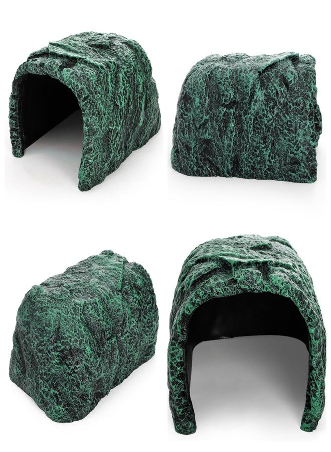 Cididu Reptile Hide Rock Cave, Resin Habitat Hidden for Terrarium and Aquarium Decor, Green Hideout Hide Cave Fit for Bearded Dragons, Lizards, Snakes, Geckos, Tortoises, Small Animals, Amphibians - Image 3