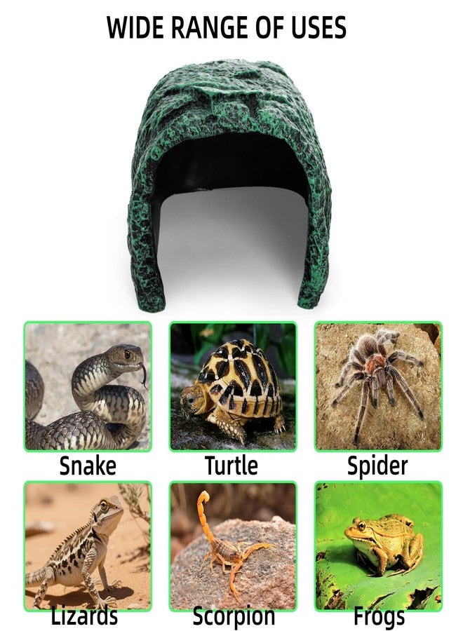 Cididu Reptile Hide Rock Cave, Resin Habitat Hidden for Terrarium and Aquarium Decor, Green Hideout Hide Cave Fit for Bearded Dragons, Lizards, Snakes, Geckos, Tortoises, Small Animals, Amphibians - Image 4