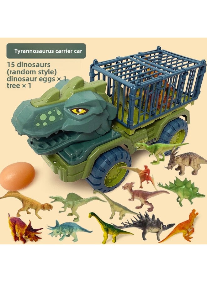 Extra Large Dinosaur Engineering Vehicle Inertia Slide Dump Truck Model Carrier Boy Children Gift-Color:Tyrannosaurus Rex Vehicle (15 Dinosaurs + Tree + Eggs)  - Image 1