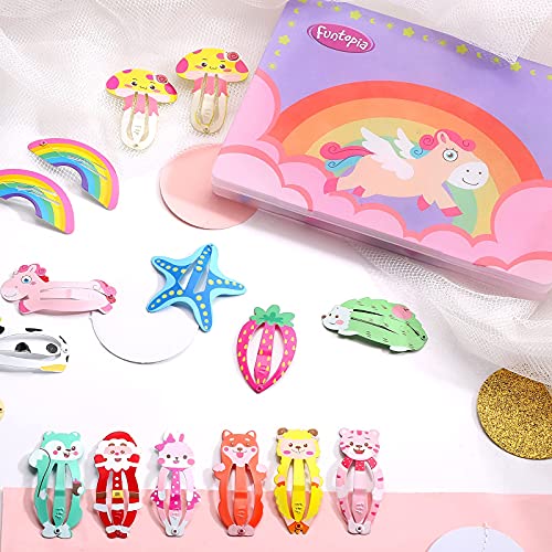 Funtopia Hair Clips, Funtopia 100 Pcs Cute Snap Clips Barrettes for Women Teens Girls Kids, Colorful No Slips Metal Fruit Animal Hair Clips for Birthday Party Christmas Gift - Image 5