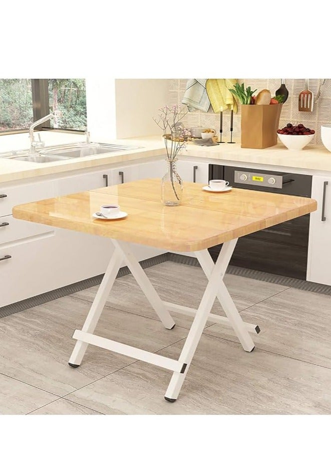 Generic Folding Table Dining Table Camping Table Wooden Square Leisure Table Portable Dinner Table for Living Room Garden Picnic Coffee Shop（Light Wood Ggrain，60*60cm）  - Image 1
