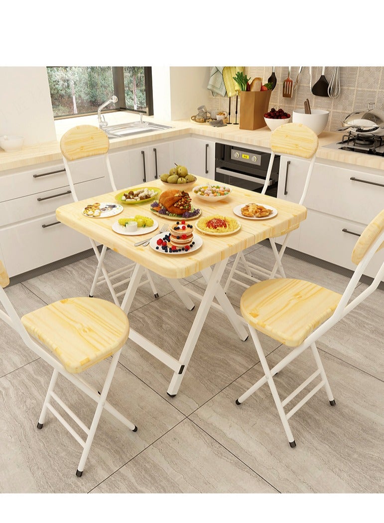Generic Folding Table Dining Table Camping Table Wooden Square Leisure Table Portable Dinner Table for Living Room Garden Picnic Coffee Shop（Light Wood Ggrain，60*60cm）  - Image 3