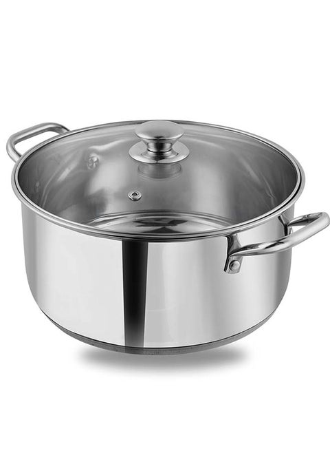 Vinod Roma Stainless Steel Saucepot with Glass Lid - 3 Litre, 20 cm | Sandwich Bottom | Rivetted Handle| Mirror Finish| Induction & Gas Base | 2 Year Warranty