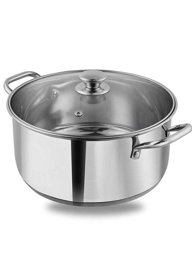 Vinod Roma Stainless Steel Saucepot with Glass Lid - 3 Litre, 20 cm | Sandwich Bottom | Rivetted Handle| Mirror Finish| Induction & Gas Base | 2 Year Warranty