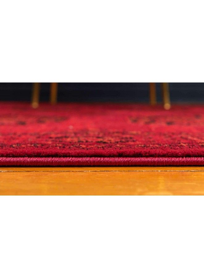 Unique Loom Tekke Collection Overdyed Saturated Traditional Torkaman Area Rug 2 Ft 7 In X 10 Ft 0 In Red Black  - Image 5