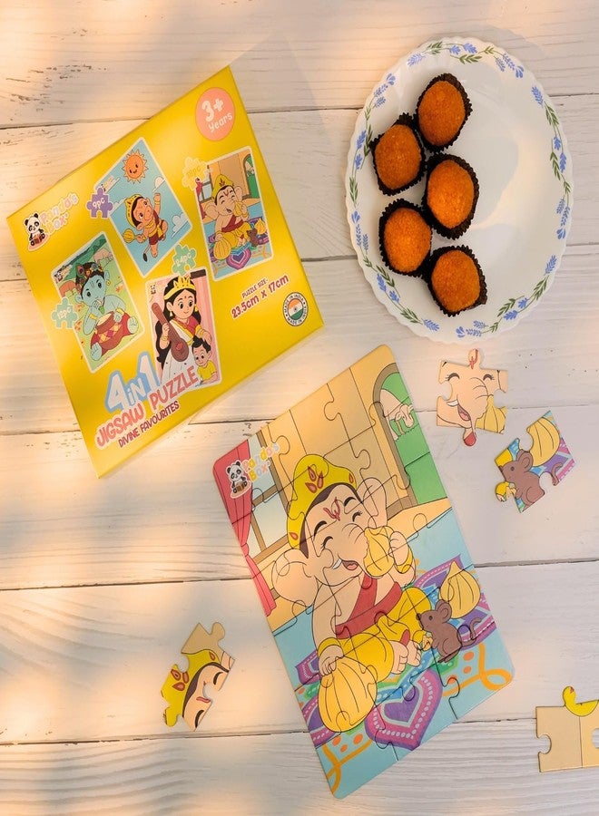 Panda's Box Jigsaw Puzzle Set – 4 in 1 | As Seen on Shark Tank | Divine Favourites| Hand-Eye Coordination Game| Problem-Solving Skills| 9(Hanuman), 12(Krishna), 18(Ganesha) & 24(Saraswati) Pieces - Image 5