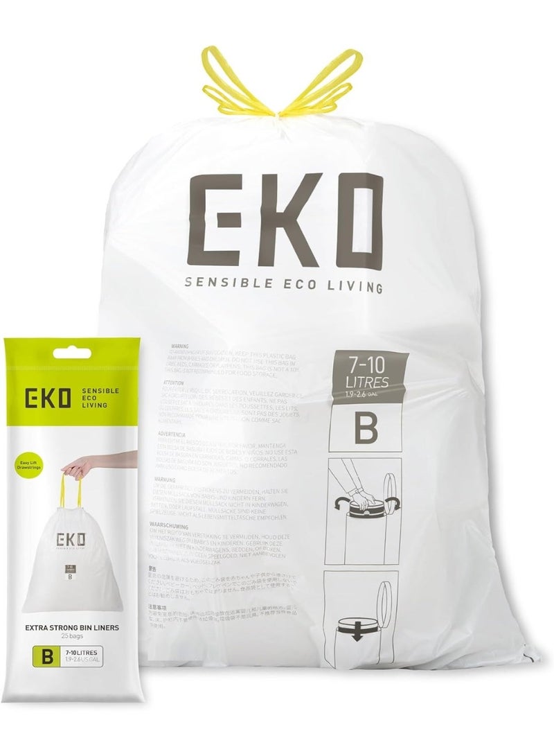 EKO Size B Bin Liners For Kitchen Bins 7-10 Litre Capacity 25 Bags - Image 1