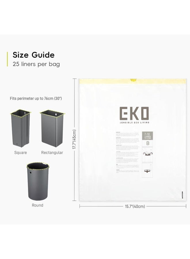 EKO Size B Bin Liners For Kitchen Bins 7-10 Litre Capacity 25 Bags - Image 2