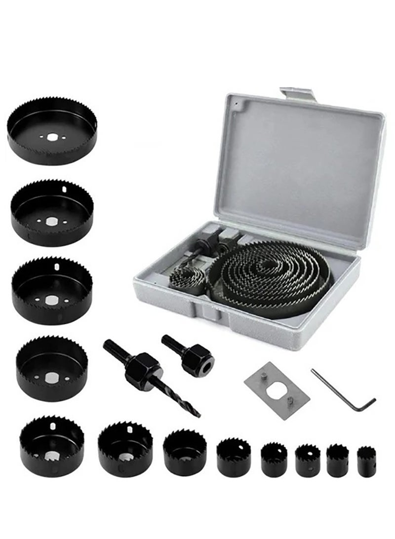 VITION 16Pcs Hole Saw Kit Including 3/4”-5” (19-127mm) Universal Hole Saw Blades, Mandrels, Drill Bits, Installation Plate, Hex Key for Woodworking - Image 1