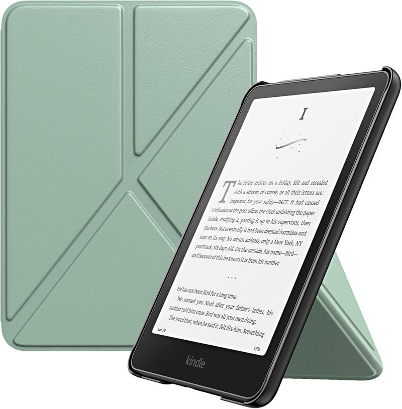 موكو حافظة لجهاز Kindle Paperwhite الجديد كليًا مقاس 7 بوصة (الجيل الثاني عشر - 2024) و Kindle Colorsoft Signature Edition 2024، حافظة قائمة بغلاف خلفي من البولي كربونات مغناطيسي، لون أخضر أغاف - Image 1