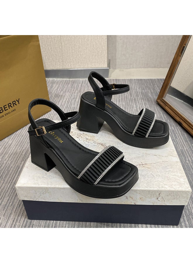 Fairy Style Thick Bottom Chunky Heel Sandals Women's  Spring And Summer New Arrival Dress Not Tired Open Toe Sandals Comfortable