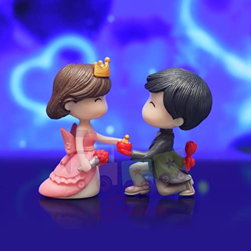 iDream Cute Couple Proposing Resin Figurine, Romantic Valentine's Day Gift for Girlfriend, Miniature Couple Showpiece (Grey & Pink) - Image 4