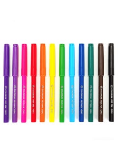 Deli Deli EC10003 Washable Fiber Tip Markers, 12 Colors, 1.0-1.2mm Conical Tip – Safe for Kids, School, Office & Art Projects  - Image 3