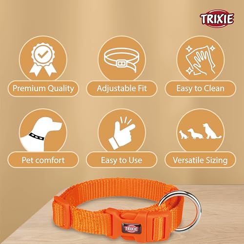 Trixie Premium Dog Collar Belt, Stylish Design, Adjustable Webbing Tape, Strain Relief, with Leash Connector, Neck Collar for Dogs, 35-55 cm (M-L, Papaya),Nylon - Image 3