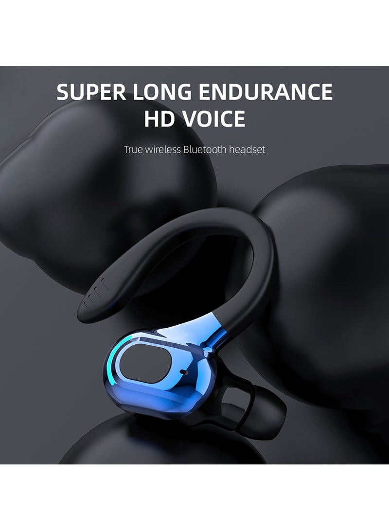 Single Bluetooth Earbud with Earhooks Sports Headphones Over the Ear Running Workout Wrap Around Earbud 20H Long Battery Life Waterproof Noise Cancelling Headset for Android iOS - Image 4