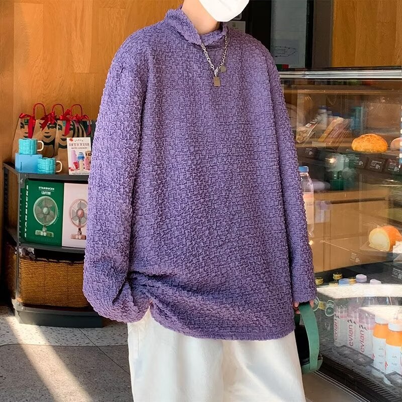 Turtleneck Long Sleeve T-Shirt Men'S And Women'S Loose Casual Japanese Couple'S Inner Base Shirt Handsome Q