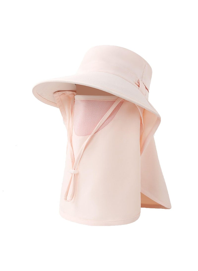Mmmon Sun Hat for Women with Neck Flap, UV Protective Hiking Fishing Hats, Wide Brim Sun Hat (Pink) - Image 1