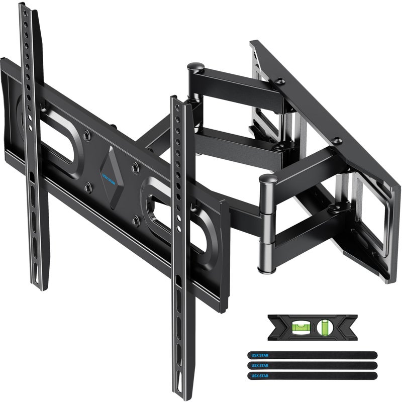 USX STAR UL Listed Full Motion TV Wall Mount Bracket for Most 32-70 inch TVs, Swivel Extend Tilting TV Mount, Max VESA 400x400mm, Holds up to 110 lbs & 16" Wood Studs with Hole Drilling Template - Image 1