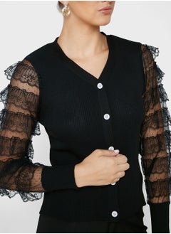 ELLA Lace Sleeve Detail Cardigan  - Image 3