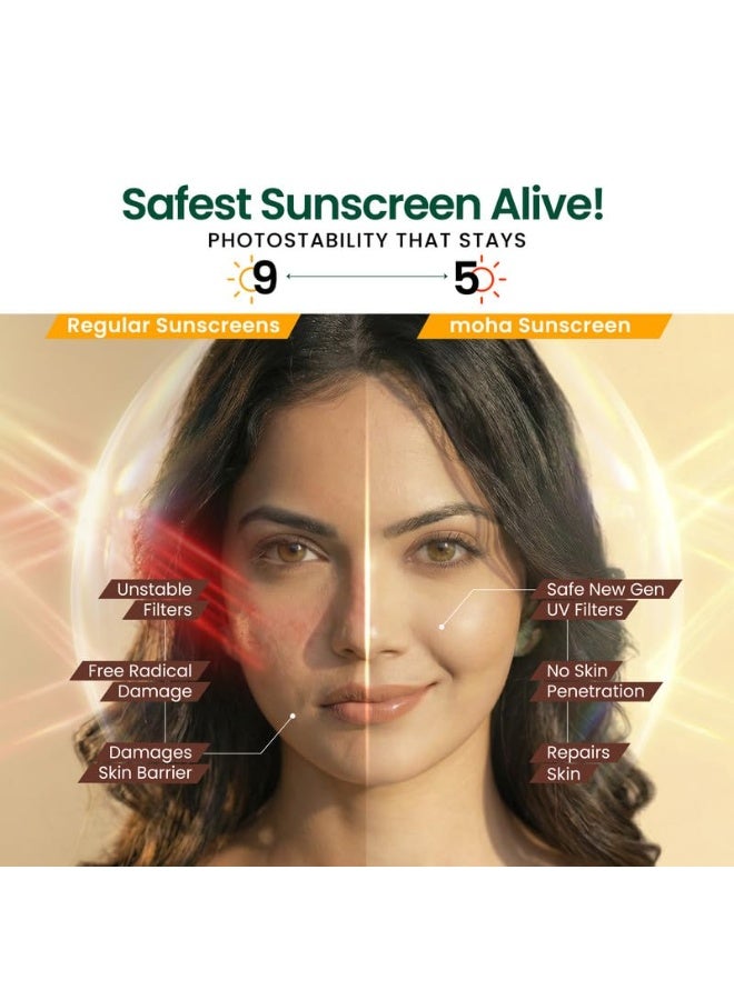 موها: واقي من الشمس للوجه بمعامل حماية SPF 50+ PA++++، 50 جم - Image 2