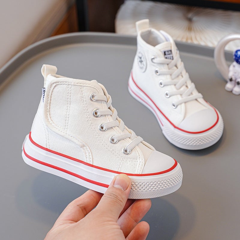Children'S High-Top Canvas Shoes 2025 Winter New Style Primary And Secondary School Students Boys And Girls Sneakers Running Sports Casual Shoes - Image 5