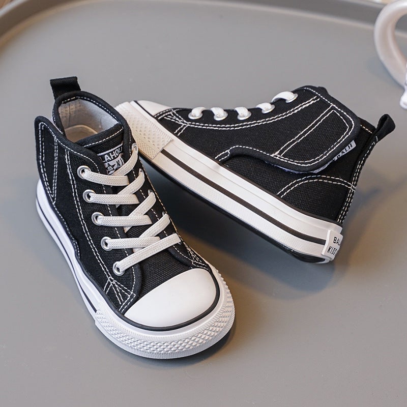 Children'S High-Top Canvas Shoes 2025 Winter New Style Primary And Secondary School Students Boys And Girls Sneakers Running Sports Casual Shoes - Image 4