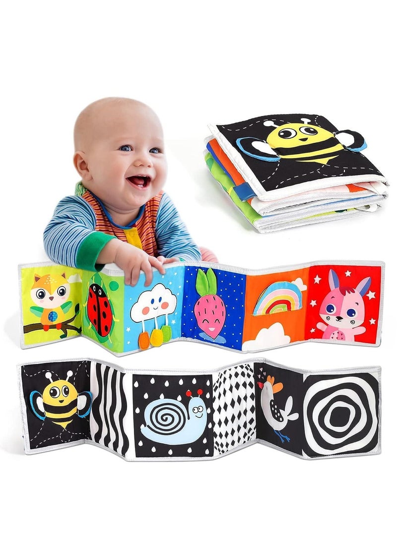 Baby toys 0-6-12 months boy girl gifts,infant tummy time toys 0-3-6 months, black and white high contrast soft baby books for 0-6 months, montessori senory toys for babies 6-12 months newborn toys - Image 1