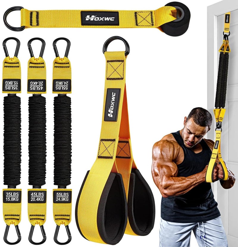 HOXWC Resistance Bands with Handles, Exercise Bands with Door Anchor for Working Out, Home Gym Workout Equipment for Push Downs, Tricep, Biceps, Arms, Back, Chest, Abs, Shoulder Training - Image 1