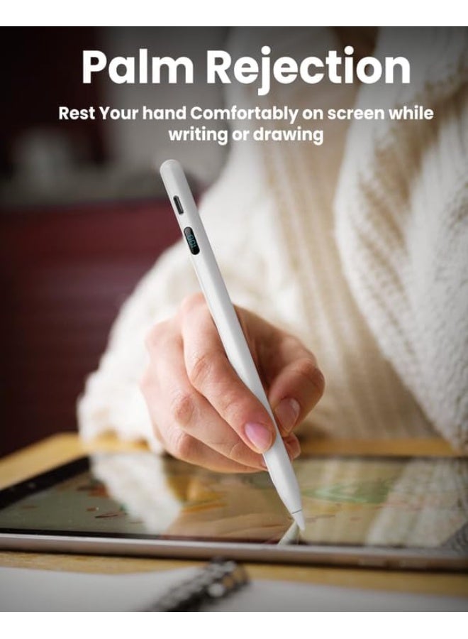 Moxedo Elite-Point Universal Active Capacitive Stylus Pen Type-C Charging Port with Replaceable Nib Digital Battery Display Compatible for iOS, Android Touch Screen Devices and Tablet - White - Image 5