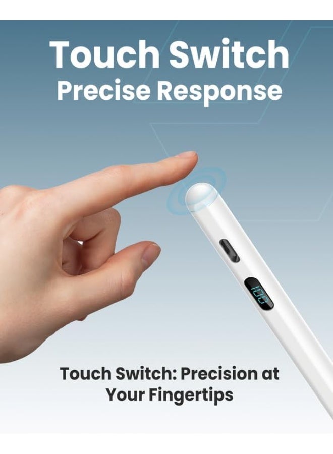 Moxedo Elite-Point Universal Active Capacitive Stylus Pen Type-C Charging Port with Replaceable Nib Digital Battery Display Compatible for iOS, Android Touch Screen Devices and Tablet - White - Image 4