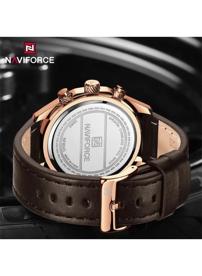Naviforce Elegance Exquisite Multifunctional Men's Chronograph Watch (Bronze) Original NF8043 - Image 3