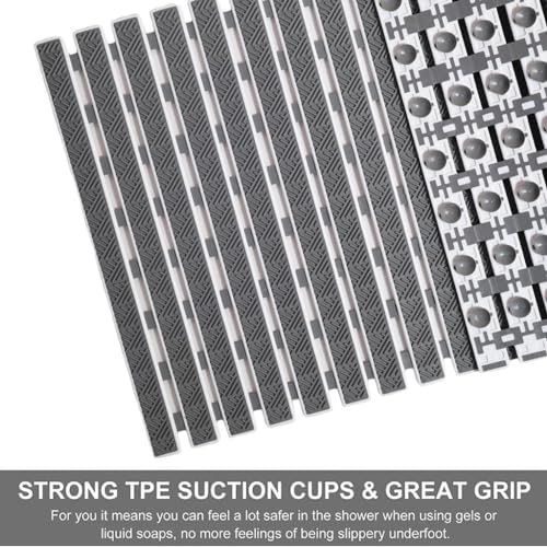 JUGTE PVC Shower Mat Anti Slip Shower Mat, Bathtub Mat with Suction Cups and Drain Holes, Anti-Skid PVC Rubber mats for Floor mat (Grey) - Image 2